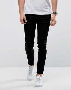 Черные зауженные джинсы с необработанными краями Only & Sons - Черный