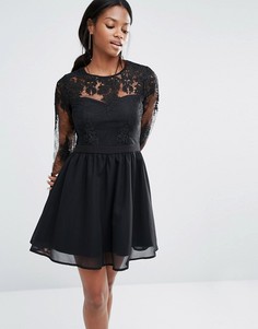 Платье для выпускного с кружевными рукавами Missguided - Черный
