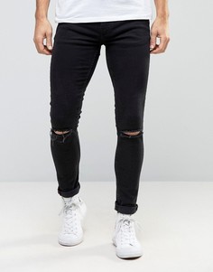 Черные супероблегающие джинсы с дырками на коленях Ringspun - Черный