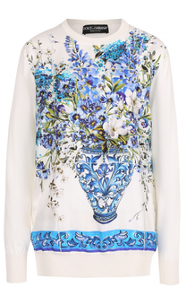 Шелковый пуловер с ярким принтом Dolce &amp; Gabbana