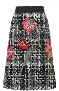 Буклированная юбка-миди с цветочной отделкой Dolce &amp; Gabbana