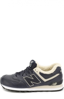 Утепленные кожаные кроссовки 574 на шнуровке New Balance