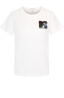 Хлопковая футболка прямого кроя с декоративной отделкой Marc Jacobs