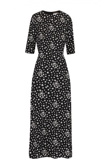 Приталенное платье-миди с укороченным рукавом и принтом в виде звезд Saint Laurent