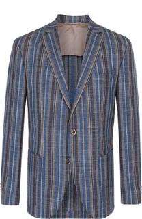 однобортный пиджак из смеси шерсти и льна с шелком Baldessarini