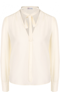 Шелковая блуза прямого кроя с воротником аскот REDVALENTINO