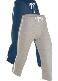 Спортивные брюки капри с эффектом стретч (2 шт.) (темно-синий/серый меланж) Bonprix