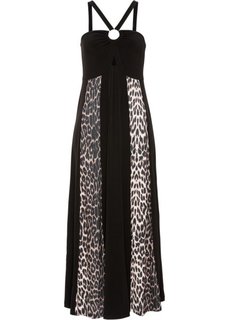 Длинное платье (черный/леопардовый в полоску) Bonprix