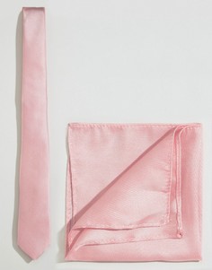 Светло-розовый галстук и платок для пиджака ASOS - Розовый