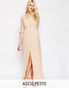 Плиссированное платье макси с рукавами-бабочка ASOS PETITE - Розовый
