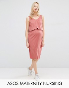 Платье с двухслойным лифом для кормящих мам ASOS Maternity - Розовый