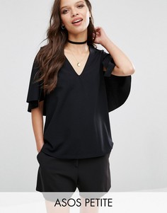 Топ с рукавами‑кейп ASOS PETITE - Черный