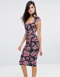 Платье-футляр с цветочным принтом и сборками Vesper - Розовый