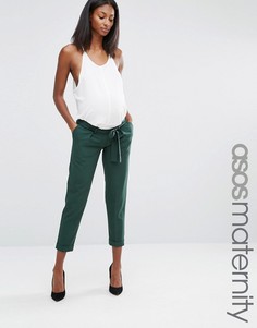 Тканые брюки‑галифе для беременных с поясом‑оби ASOS Maternity - Зеленый