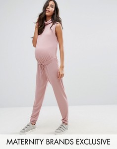 Свободный комбинезон для беременных с высоким воротом в рубчик Missguided Maternity - Фиолетовый