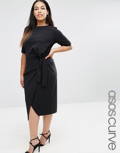 Платье с узелком спереди ASOS CURVE - Черный