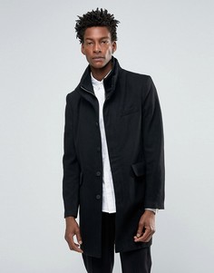 Черное шерстяное пальто с нейлоновой вставкой Bellfield - Черный