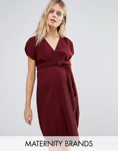 Плиссированное платье для беременных с запахом New Look Maternity - Красный