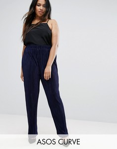Широкие плиссированные брюки ASOS CURVE - Темно-синий