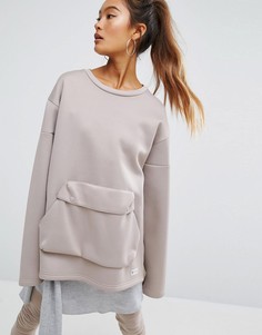 Oversize-свитшот с карманом спереди adidas Originals - Бежевый