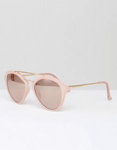 Розовые солнцезащитные очки кошачий глаз с золотистой планкой над переносицей Southbeach - Розовый