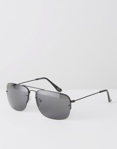 Квадратные солнцезащитные очки с тонкими металлическими дужками ASOS - Черный