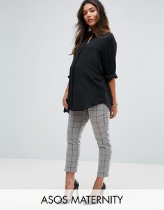 Брюки-сигареты в клетку ASOS Maternity - Белый