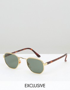 Квадратные солнцезащитные очки в золотистой черепаховой оправе Reclaimed Vintage - Золотой