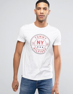 Белая футболка стандартного кроя с круглым логотипом Tommy Hilfiger - Белый