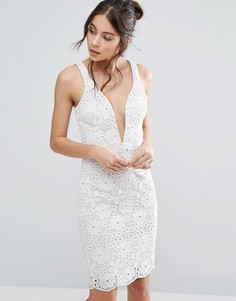 Кружевное платье с глубоким вырезом Love Triangle - Белый