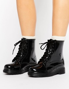 Черные резиновые ботинки со шнуровкой Glamorous - Черный