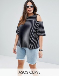 Топ в полоску с вырезами на плечах ASOS CURVE - Мульти