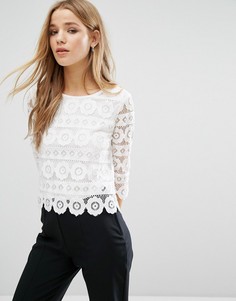 Кружевной топ с вырезным цветочным узором New Look - Кремовый