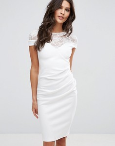 Платье миди с кружевной вставкой City Goddess - Белый