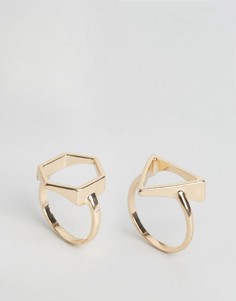2 кольца с геометрической отделкой Nylon - Золотой