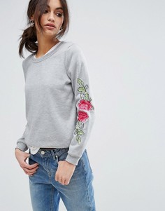 Свитер с цветочной вышивкой Vero Moda - Серый