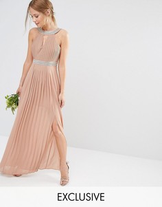 Плиссированное платье макси TFNC WEDDING - Коричневый