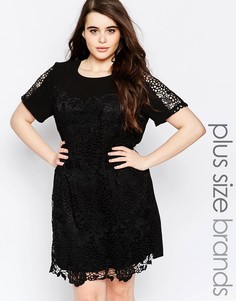Кружевное цельнокройное платье Lovedrobe Plus - Черный