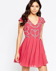 Короткое приталенное платье с отделкой Maya - Розовый