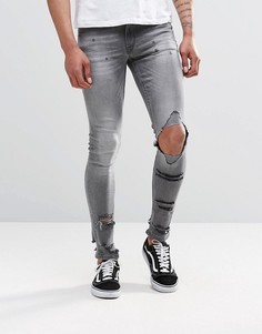 Рваные супероблегающие джинсы серого цвета ASOS - Серый