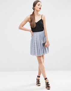 Кружевная мини-юбка в складку ASOS - Синий