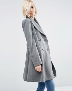 Приталенное пальто из шерстяной смеси в байкерском стиле ASOS - Серый