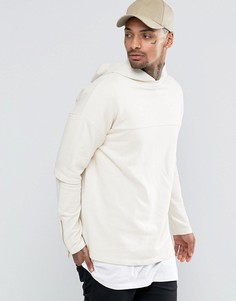 Бежевое длинное oversize-худи с двухслойными рукавами ASOS - Бежевый