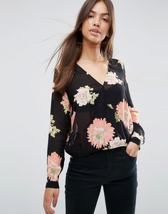 Блузка с запахом и крупным цветочным принтом ASOS - Мульти