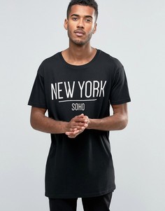 Удлиненная футболка Brave Soul New York - Черный