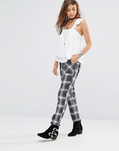 Клетчатые брюки в стиле милитари Free People - Черный