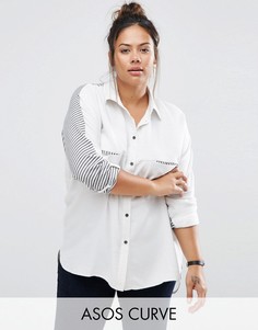 Oversize-рубашка с контрастными вставками в полоску ASOS CURVE - Мульти