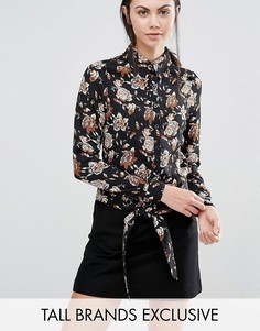 Блузка с цветочным принтом и узлом спереди Fashion Union Tall - Мульти
