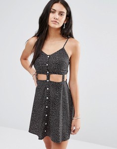 Платье с вырезами на талии и застежкой на пуговицах Missguided - Темно-синий