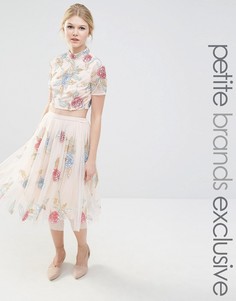 Пышная юбка для выпускного с розами Maya Petite - Розовый